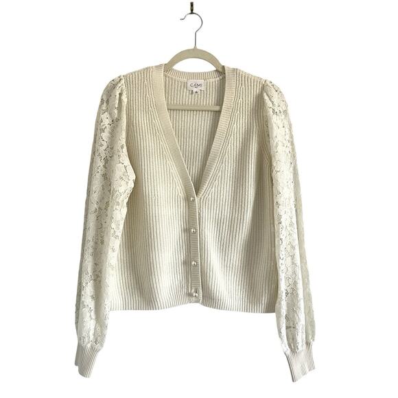 Cami NYC Beth Cardigan Merino Wool Knit In Ceramic size S Feminine Romantic Chic - Picture 2 of 12